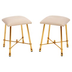 1970’s Pair of Vintage French Brass Stools