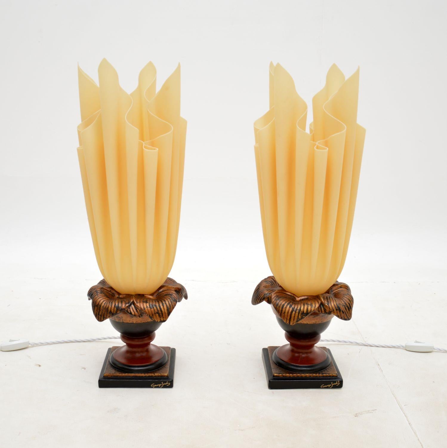 Mid-Century Modern 1970s Pair of Vintage French Georgia Jacob 'Flaming' Table Lamps