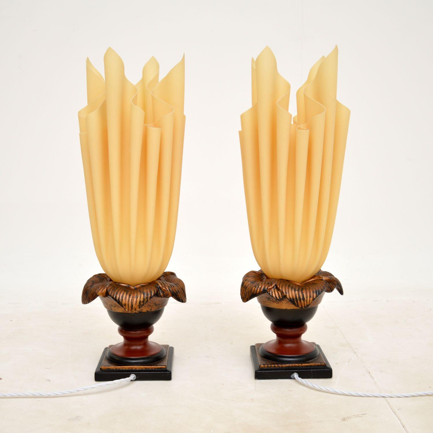 1970s Pair of Vintage French Georgia Jacob 'Flaming' Table Lamps In Good Condition In London, GB