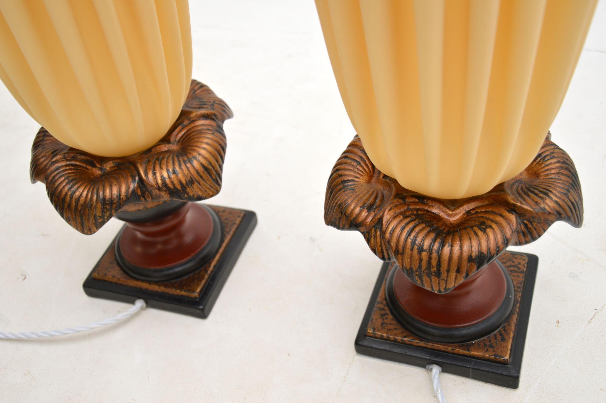 Plastic 1970s Pair of Vintage French Georgia Jacob 'Flaming' Table Lamps