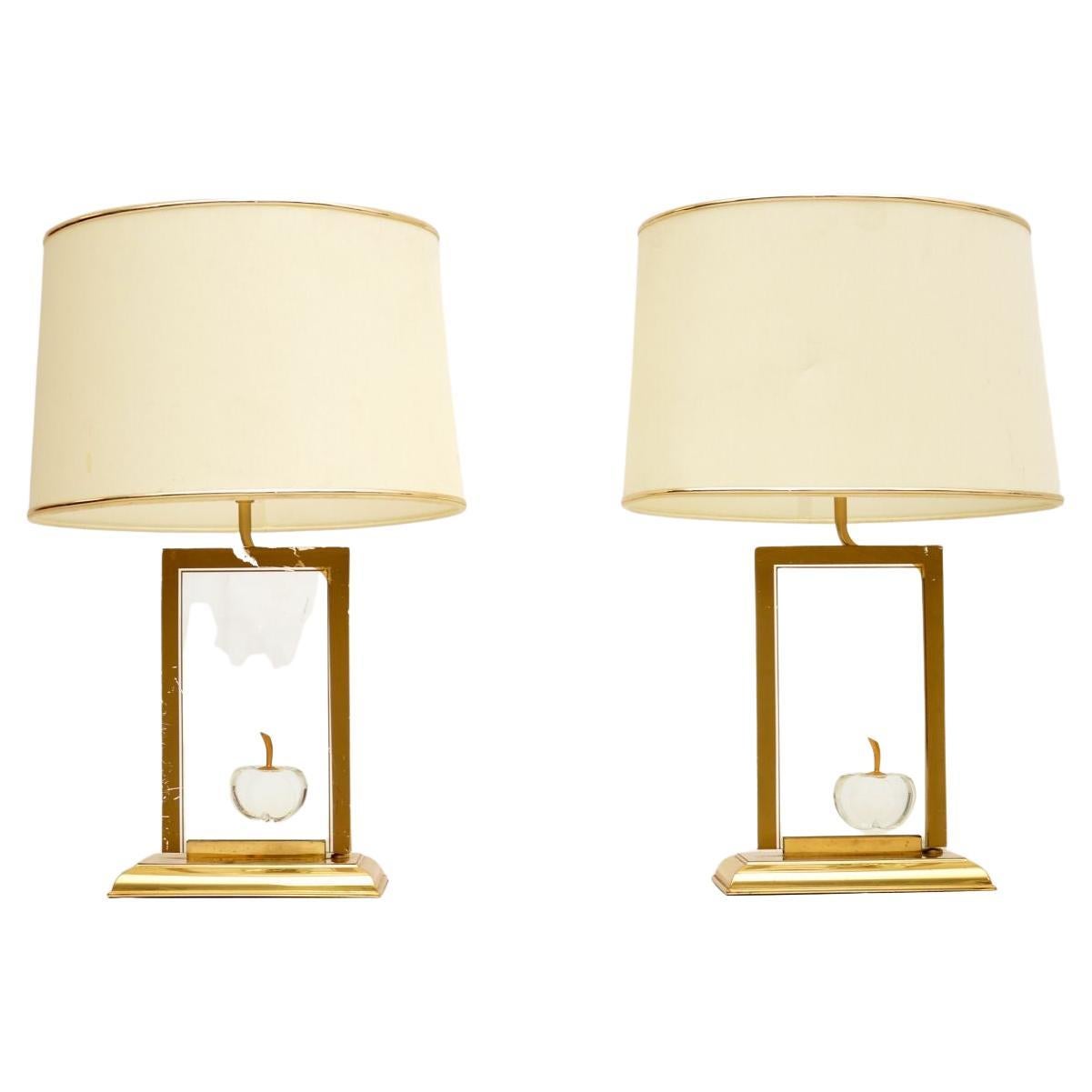 1970s Pair of Vintage French Table Lamps by Le Dauphin For Sale