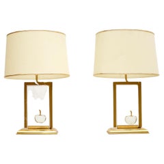 1970s Pair of Vintage French Table Lamps by Le Dauphin