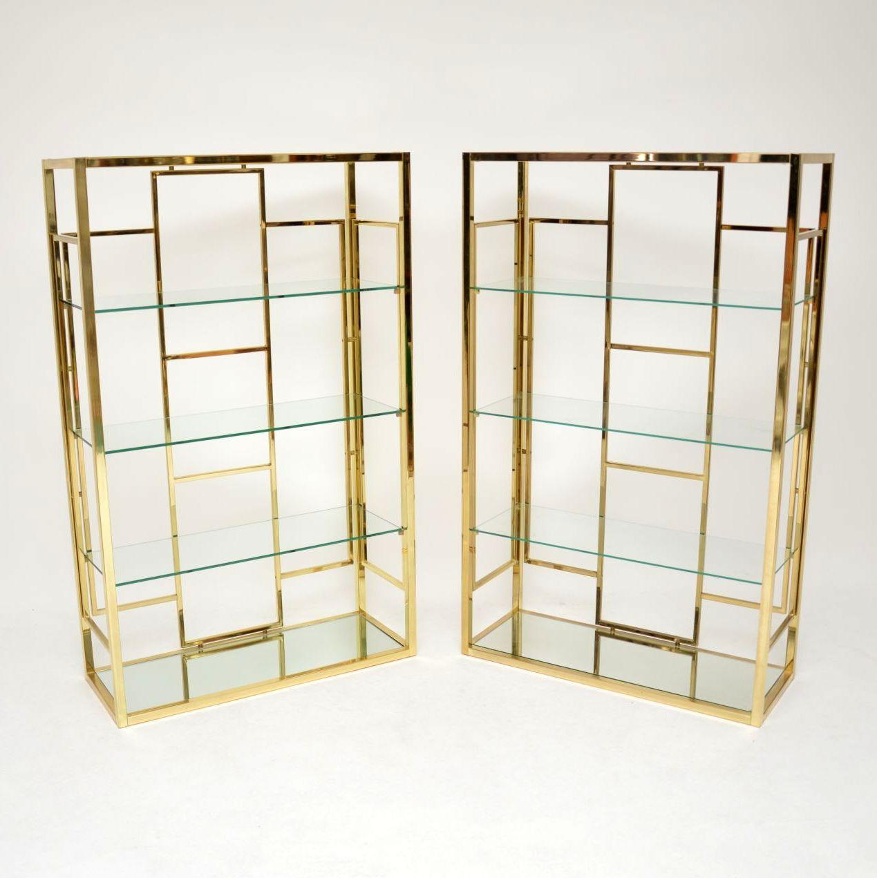 1970s Pair of Vintage Italian Brass Cabinets In Good Condition In London, GB