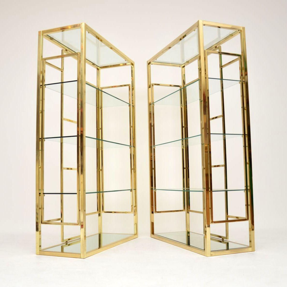 Late 20th Century 1970s Pair of Vintage Italian Brass Cabinets