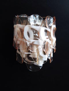 1970’s Pair of Vintage Italian Murano Wall Lights, 10 Pink Glasses