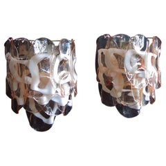 1970’s Pair of Vintage Italian Murano Wall Lights, 10 Pink Glasses