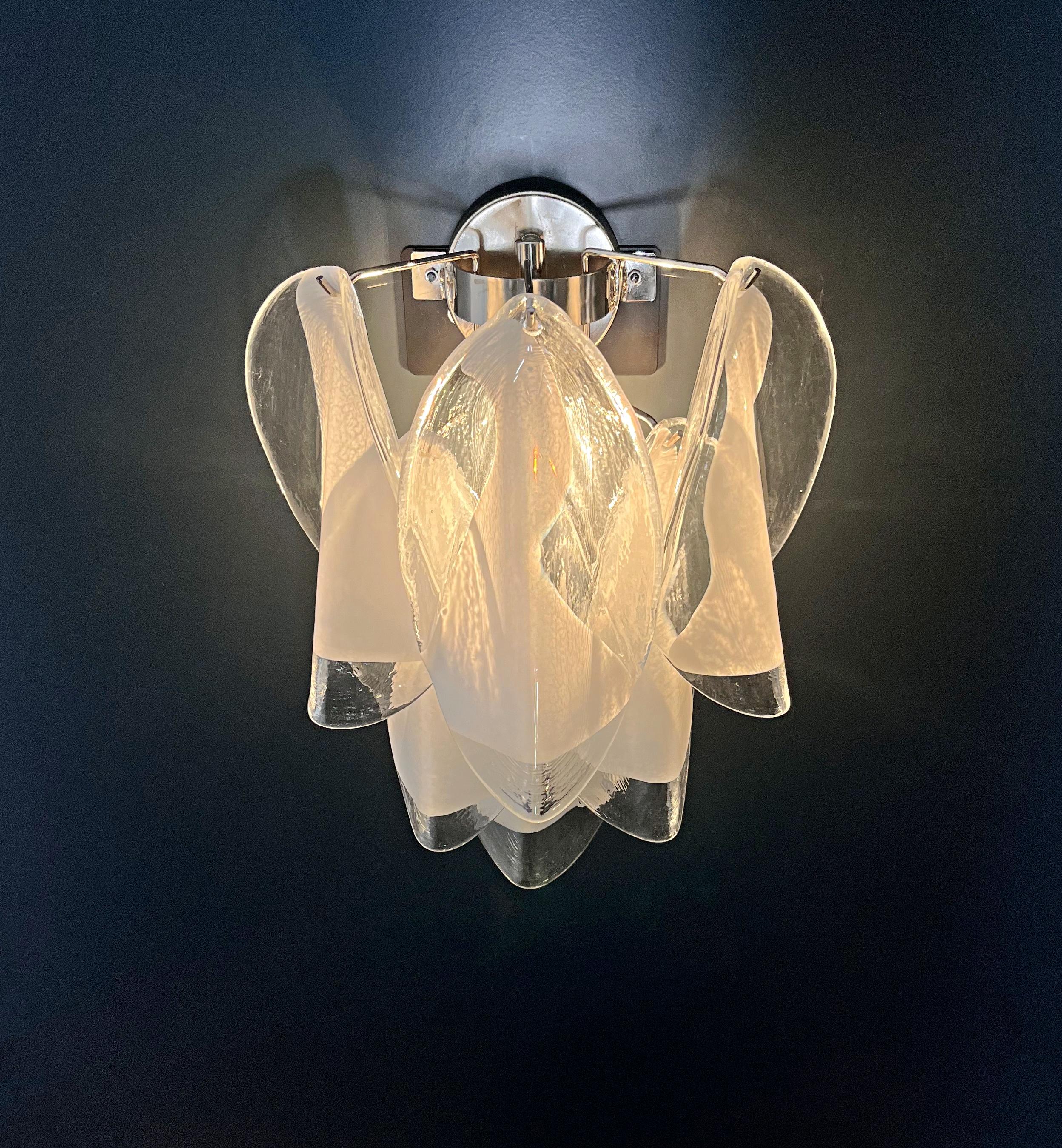 1970 Paire de Vintage Italian Murano Wall Lights, 12 