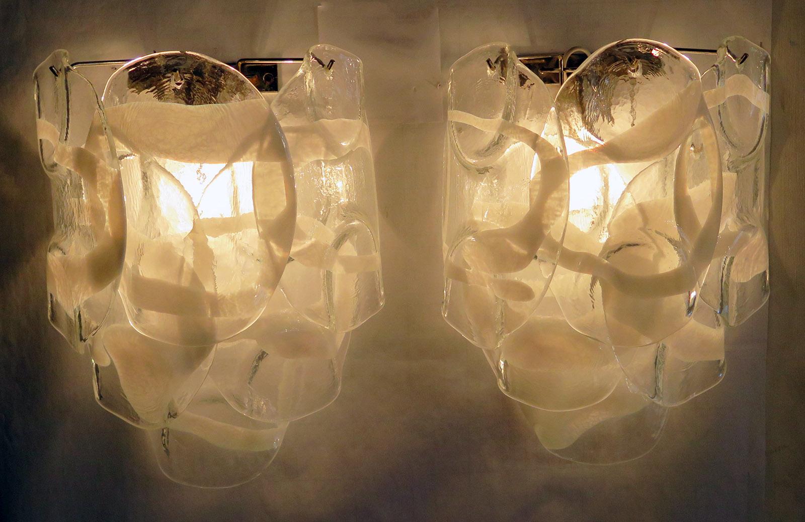 20th Century 1970’s Pair of Vintage Italian Murano wall lights. For Sale