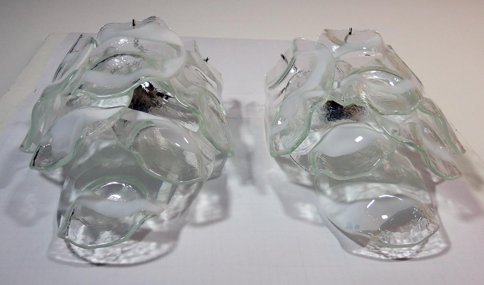 Art Glass 1970’s Pair of Vintage Italian Murano wall lights. For Sale