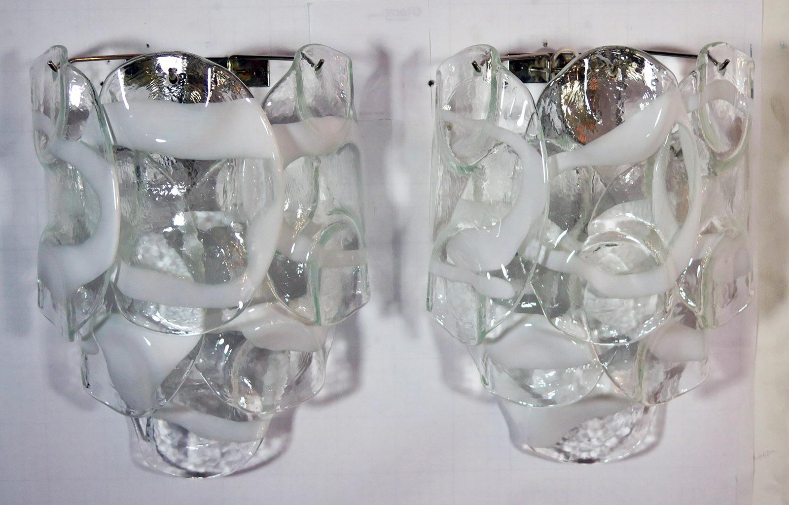 1970’s Pair of Vintage Italian Murano wall lights. For Sale