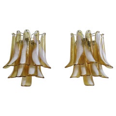 1970s Pair of Vintage Italian Murano Wall Lights in the Manner of Mazzega, Car