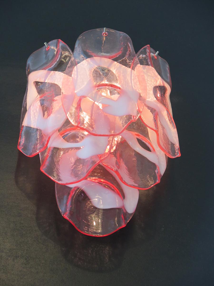 1970s Pair of Vintage Italian Murano Wall Lights, Pink Lattimo Glasses For Sale 4