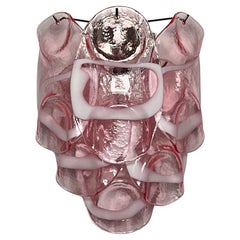 1970 Paire de Vintage Italian Murano Wall Lights, verres Lattimo roses