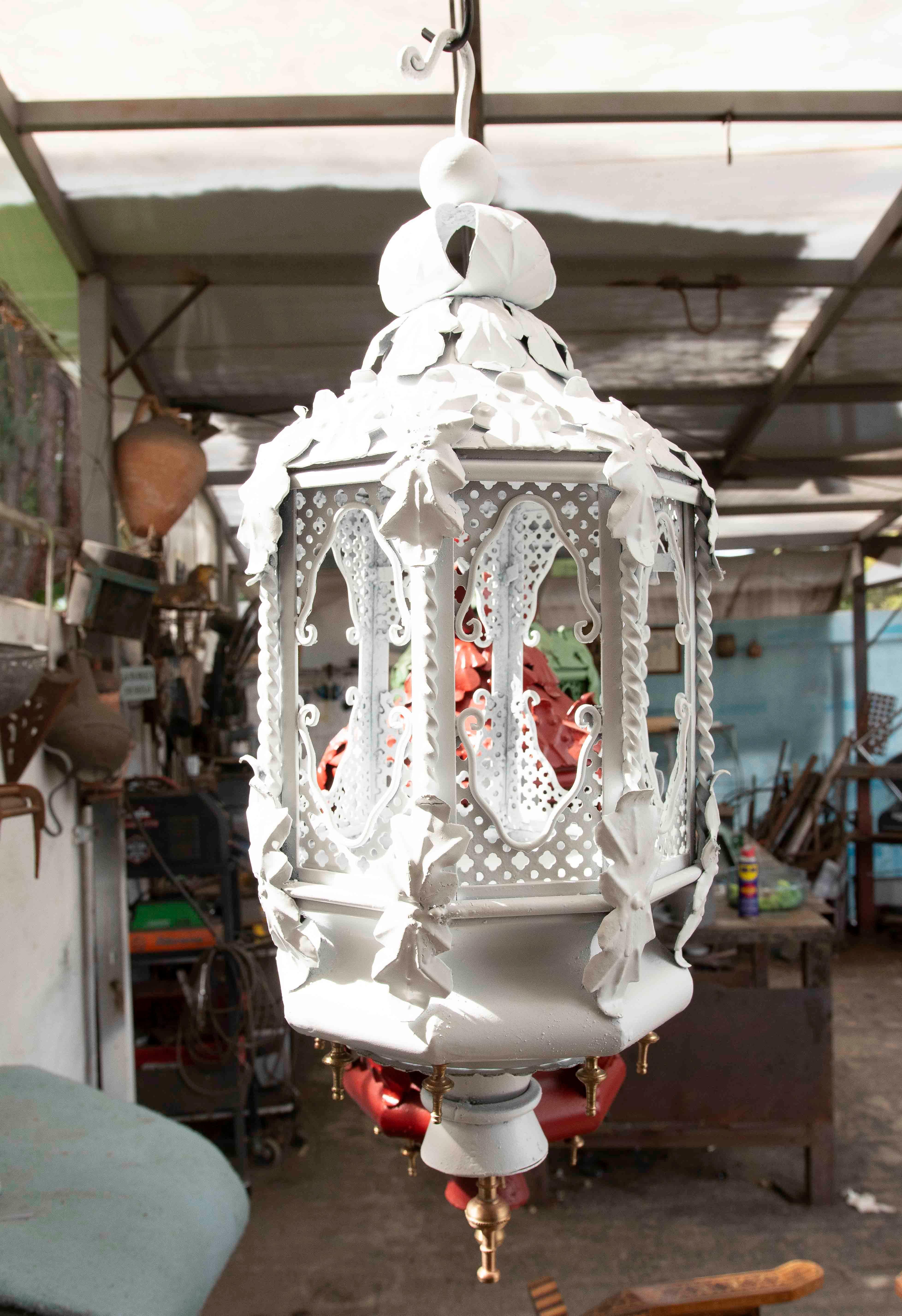 1970er Jahre Paar Vintage-Lampen aus Schmiedeeisen und Messingverzierungen im Zustand „Gut“ im Angebot in Marbella, ES