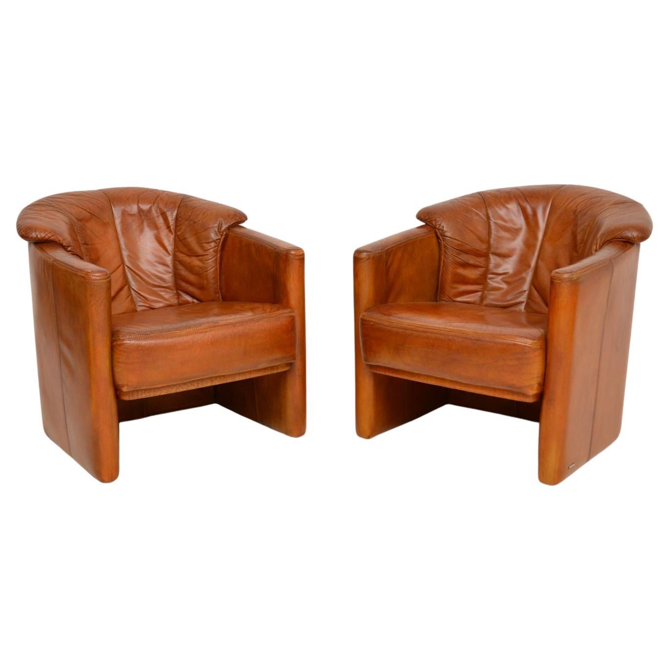 1970s Pair of Vintage Leather Armchairs by Koinor at 1stDibs