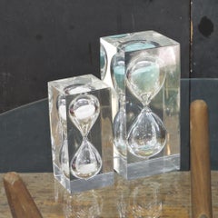1970s Pair of Vintage Lucite Hourglass Sculpture Style of Charles Hollis Jones