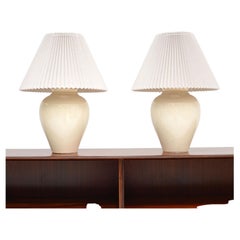 1970's Pair of Vintage Porcelain Lamps