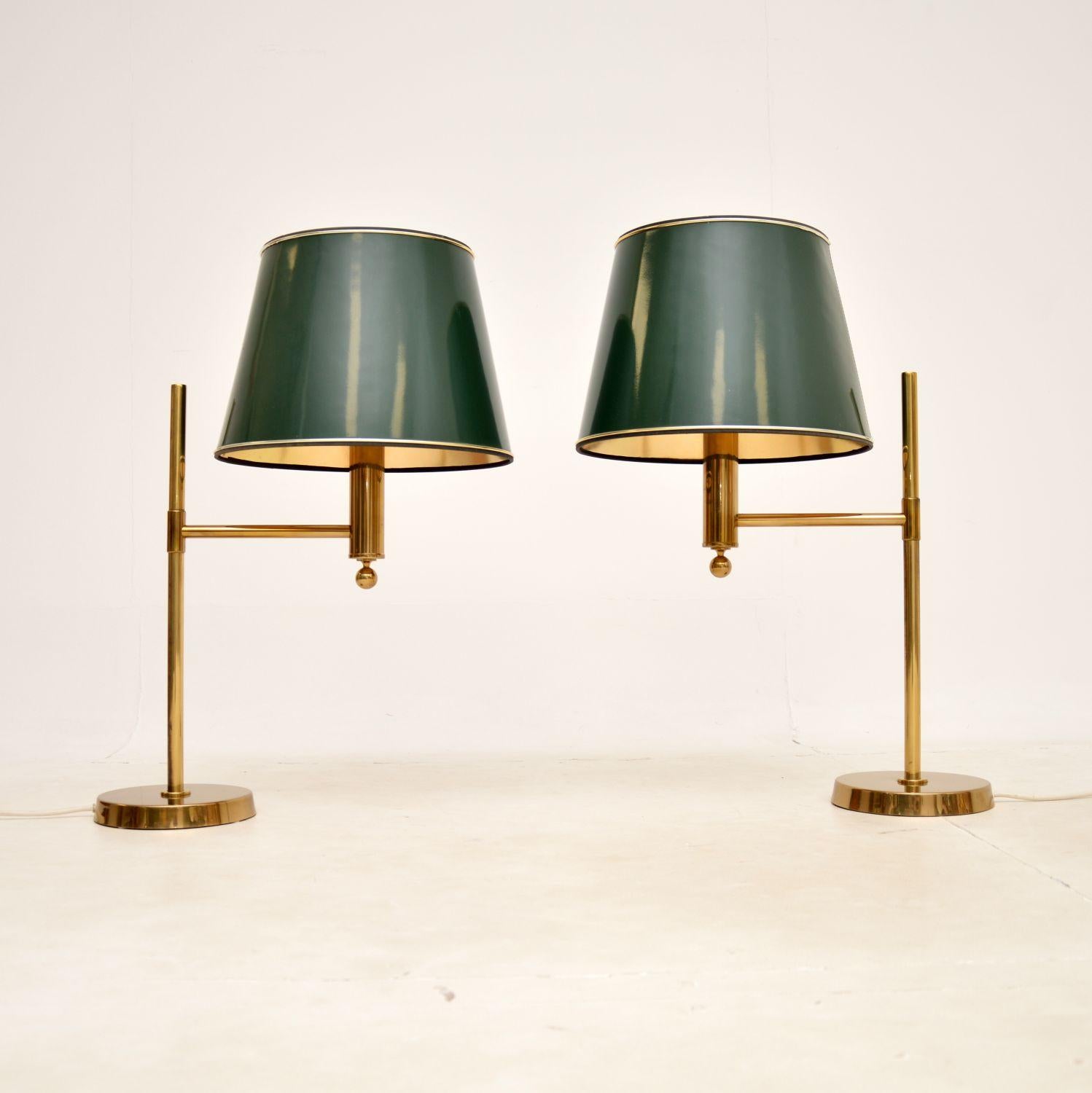 Mid-Century Modern 1970s Pair of Vintage Swedish Brass Table Lamps by Bergboms