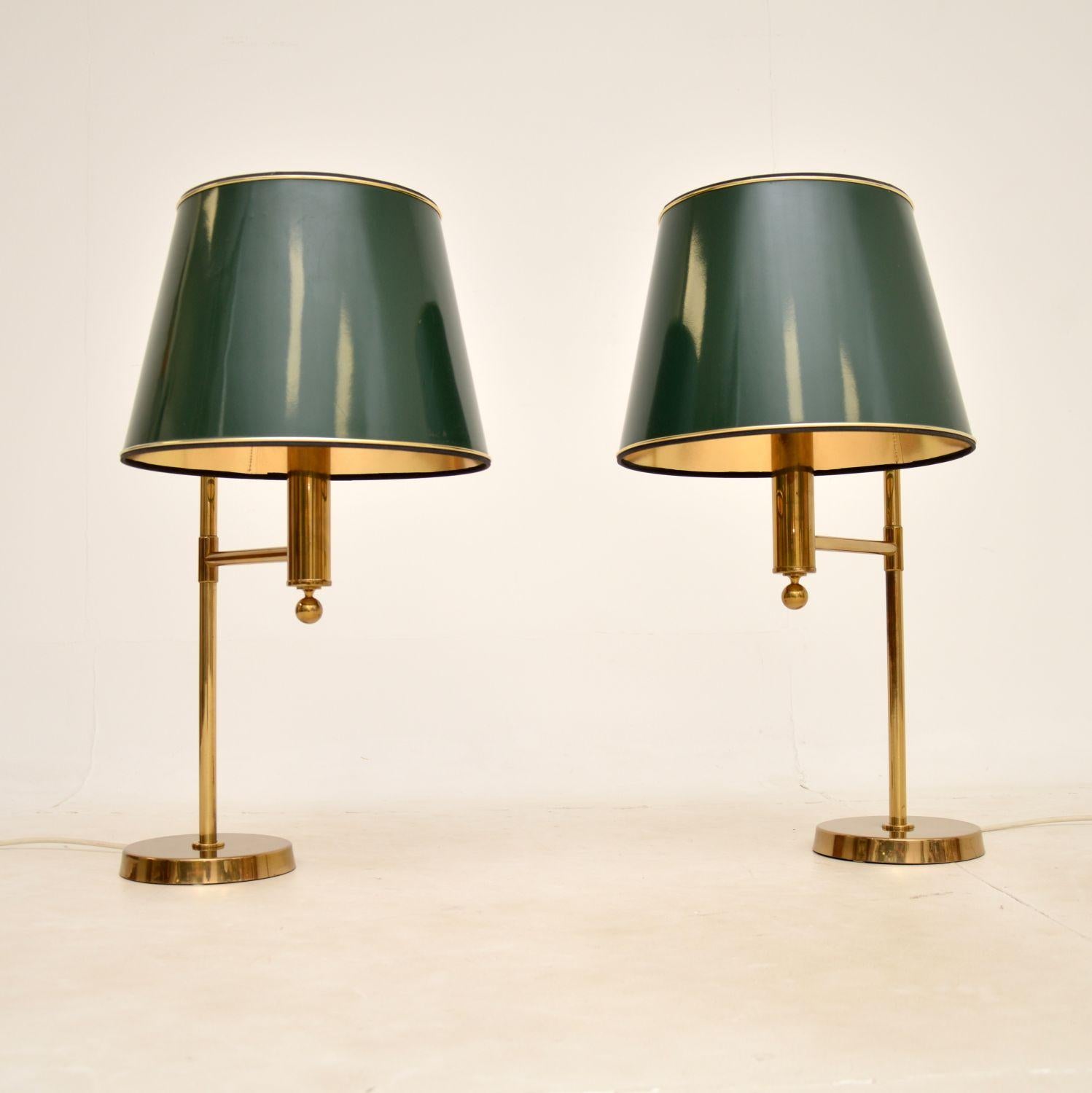 Late 20th Century 1970s Pair of Vintage Swedish Brass Table Lamps by Bergboms