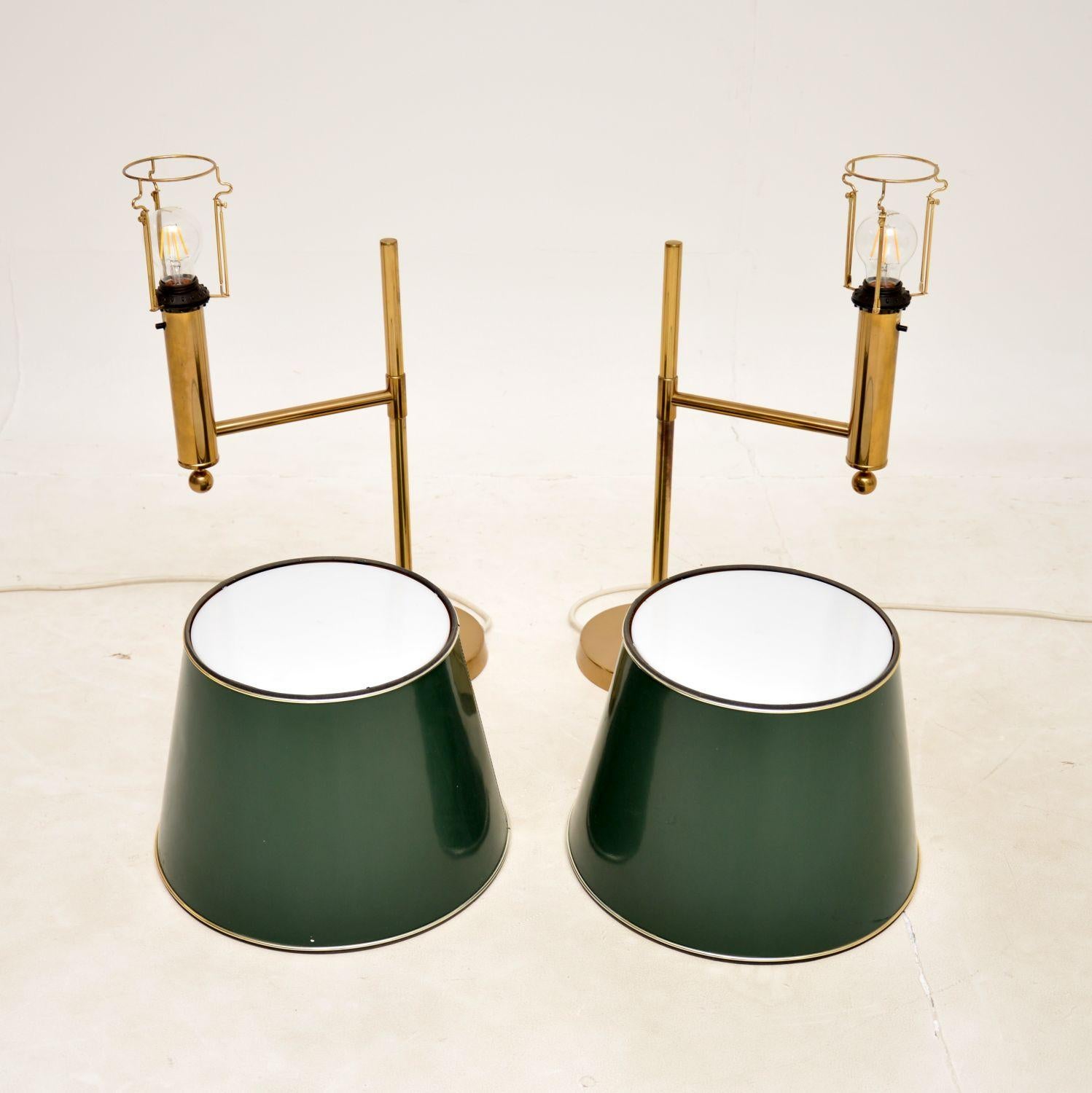 1970s Pair of Vintage Swedish Brass Table Lamps by Bergboms 1