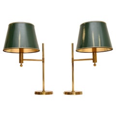 1970s Pair of Vintage Swedish Brass Table Lamps by Bergboms
