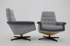 1970's Pair of Vintage Swivel Armchairs, Czechoslovakia