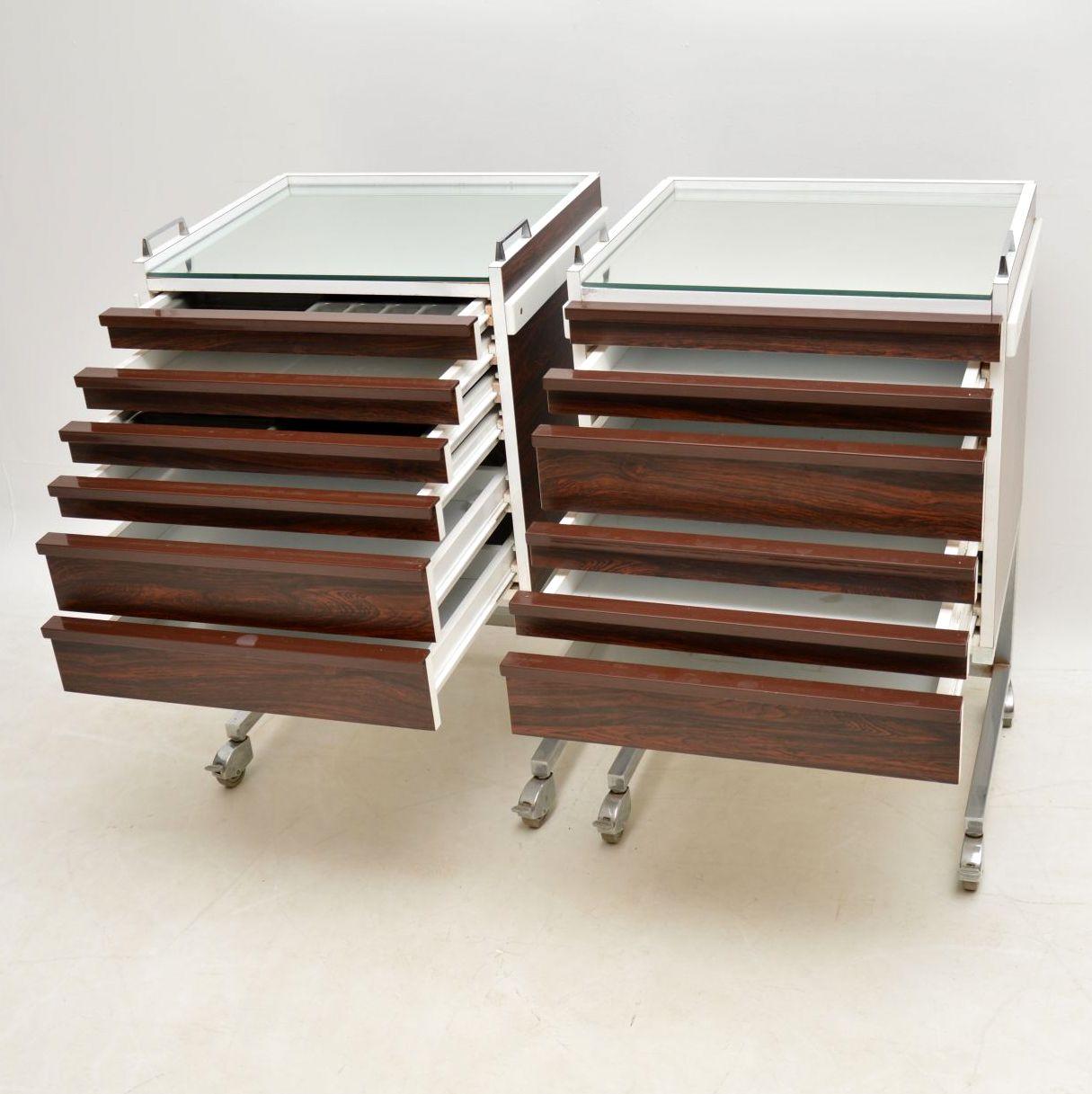 1970s Pair of Vintage Wood and Chrome Chests 4