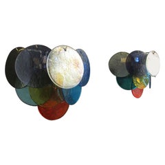 1970s Pair of Vistosi Sconces, 10 Multicolored Murano Glasses