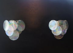 1970s Pair of Vistosi Sconces, Iridescent Murano Glasses