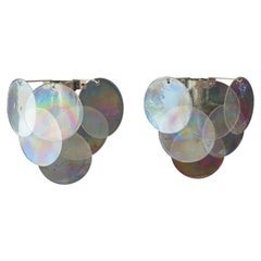 1970s Pair of Vistosi Sconces, Iridescent Murano Glasses
