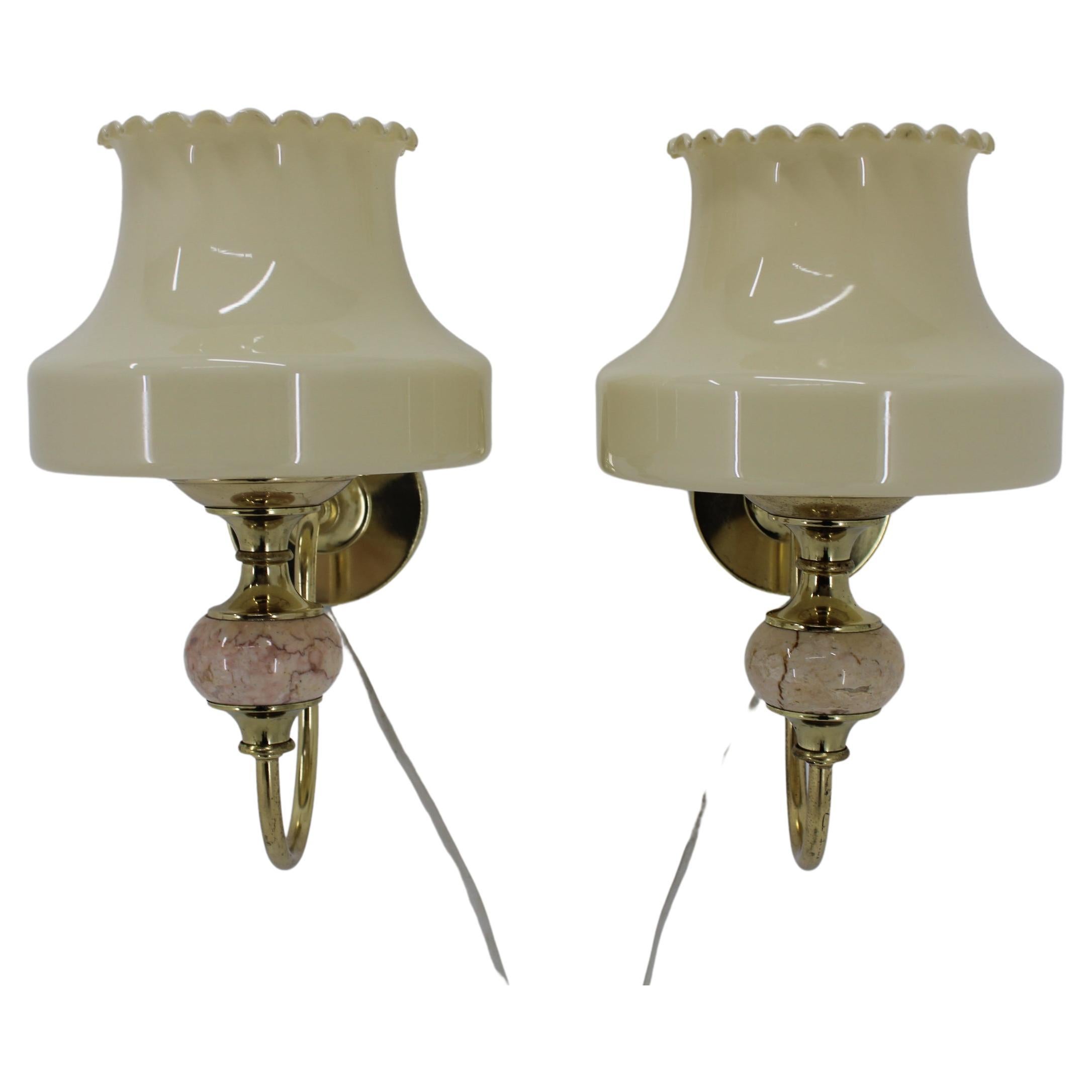 1970s Pair of Wall Lamps, Czechoslovakia