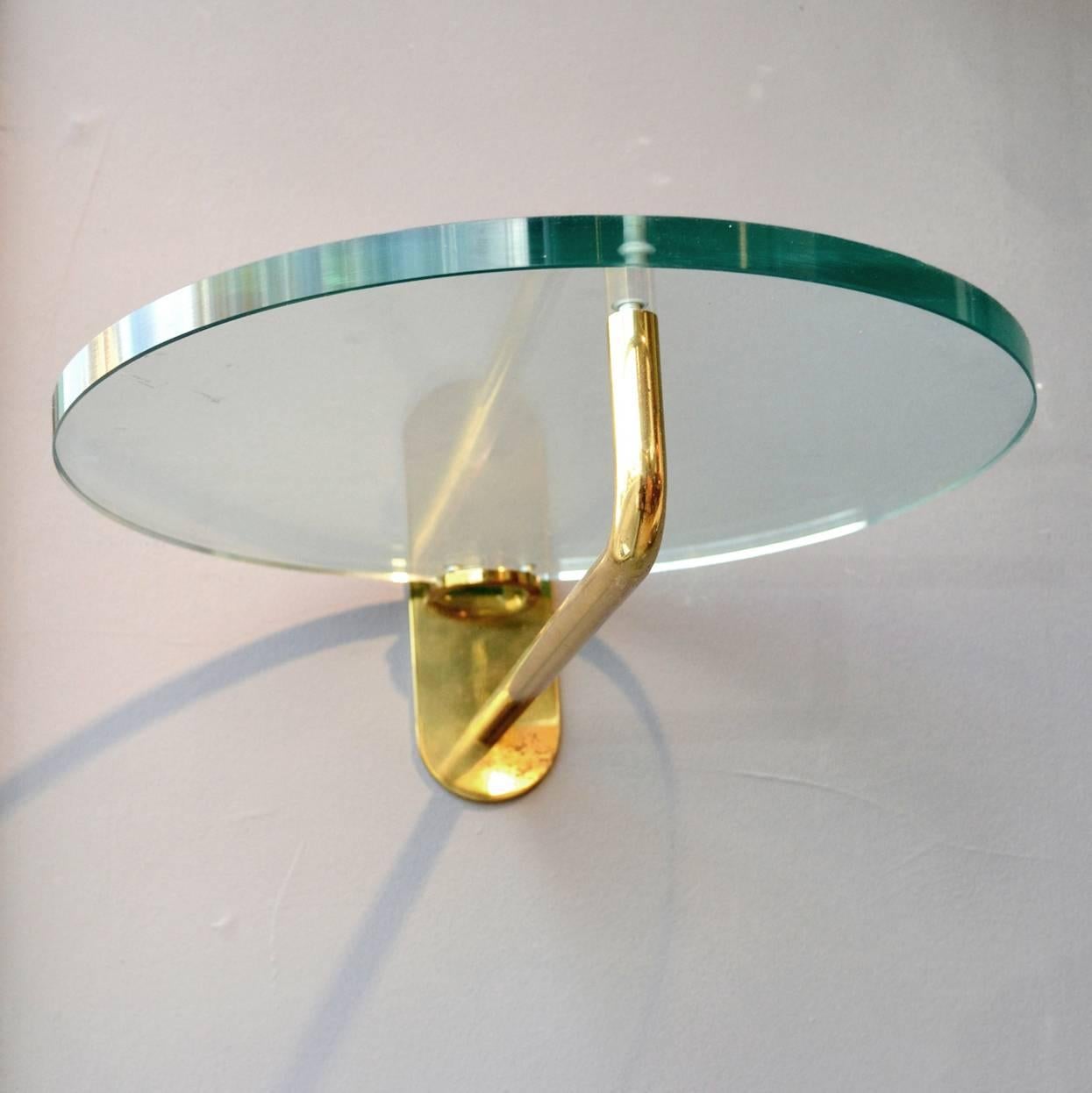 round glass wall shelf