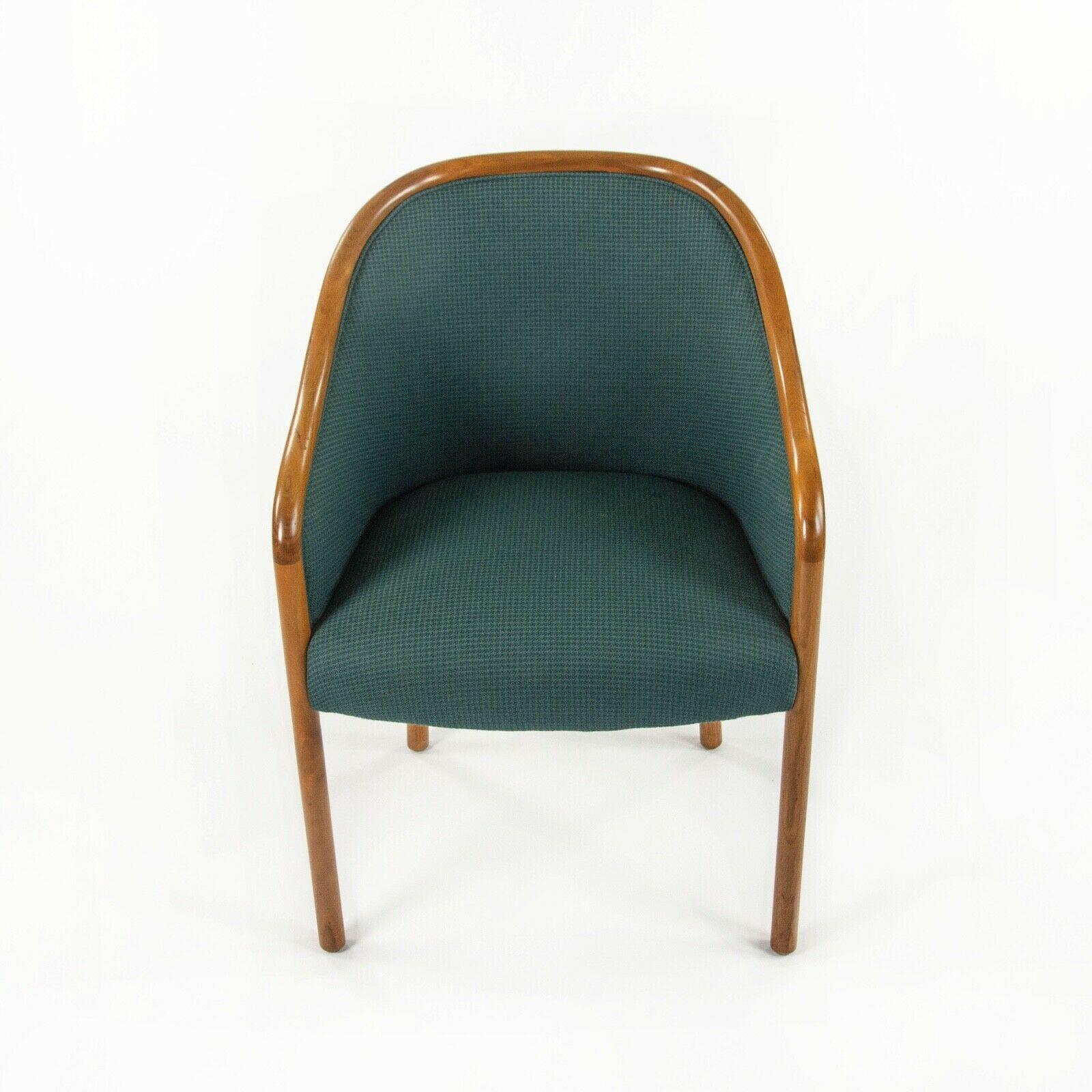 1970s Pair of Ward Bennett for Brickel Associates Arm Chairs in Green Fabric For Sale 4