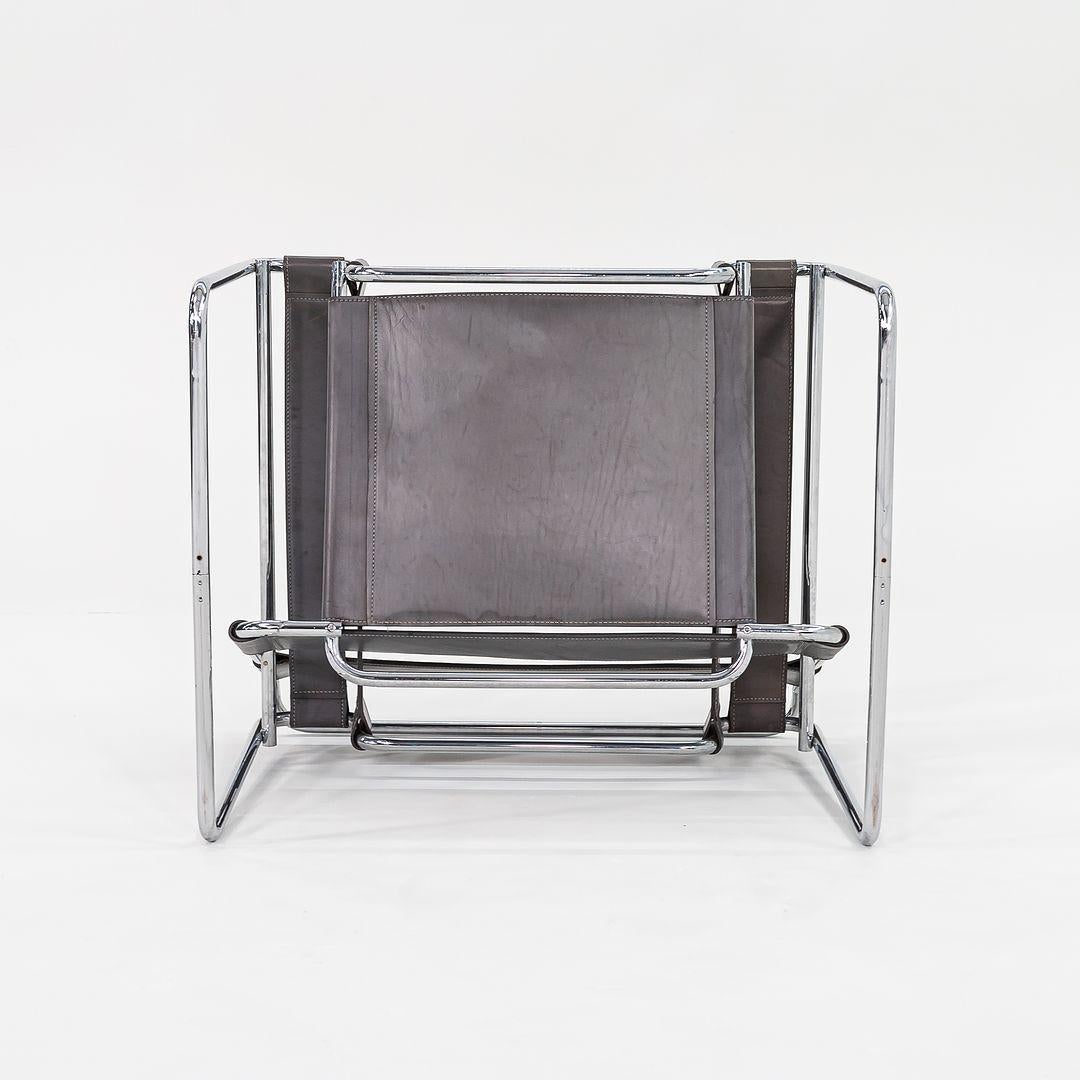 Paire de chaises Wassily des années 1970 par Marcel Breuer pour Knoll en cuir gris modèle B3 en vente 1