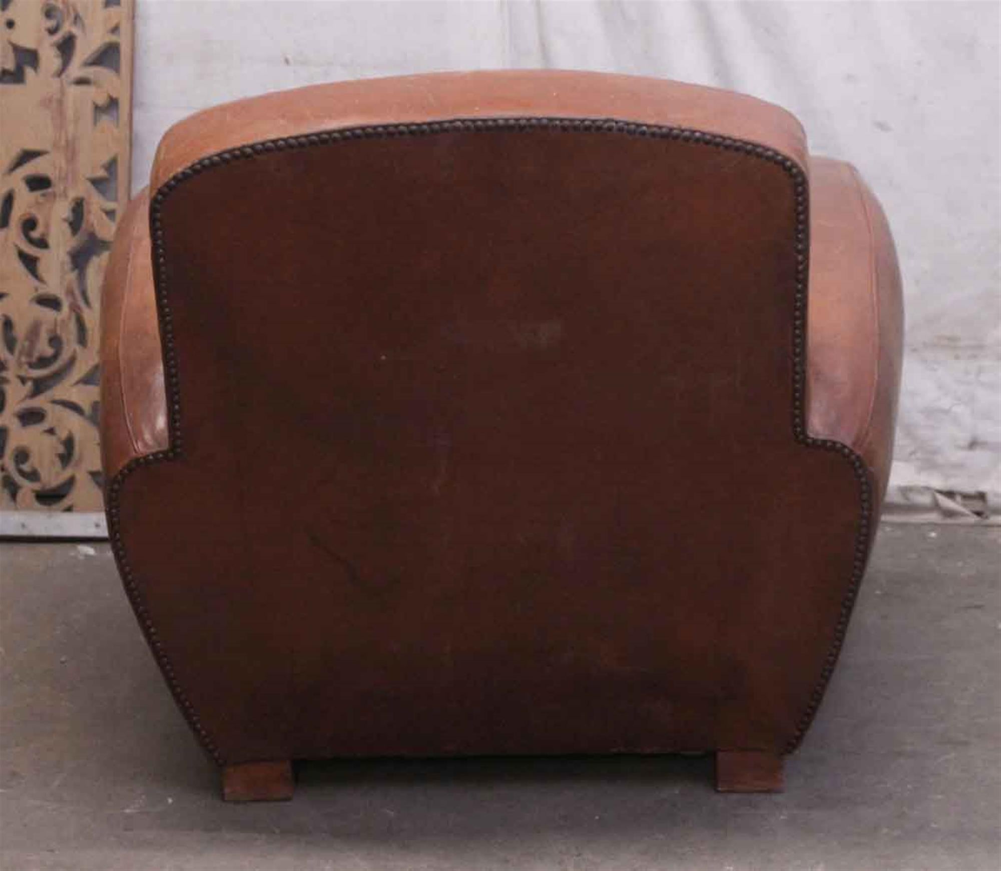 1970s Pair of Wide French Leather Club Chairs 6