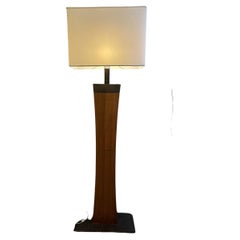 1970s Pair of Wood and Iron Floor Lamps