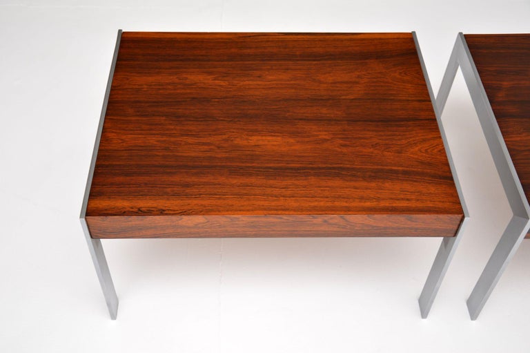 1970's Pair of Wood and Chrome Side Tables by Merrow Associates For ...