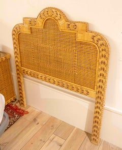 1970s Pair of Wooden and Wicker Headboards