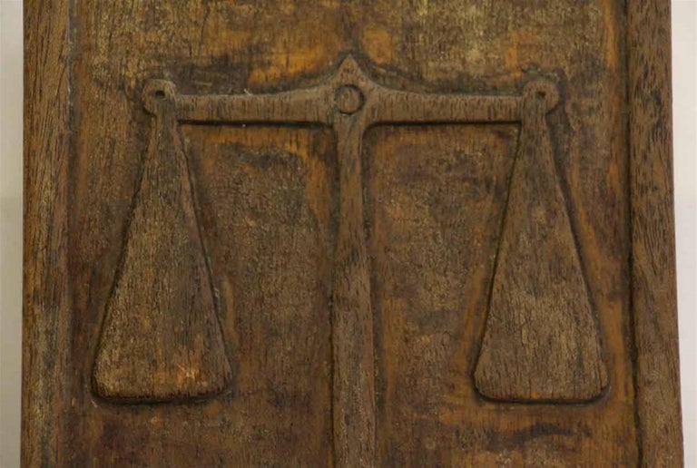 1970s Pair of Wooden Belgium Double Door Pulls Featuring the Scales of