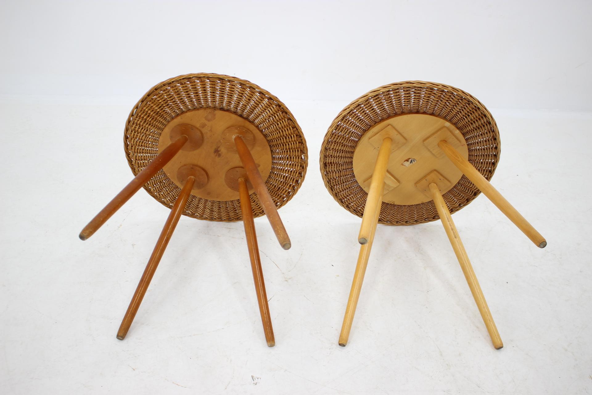 1970s Pair of Wooden Side Tables by ULUV, Czechoslovakia 1