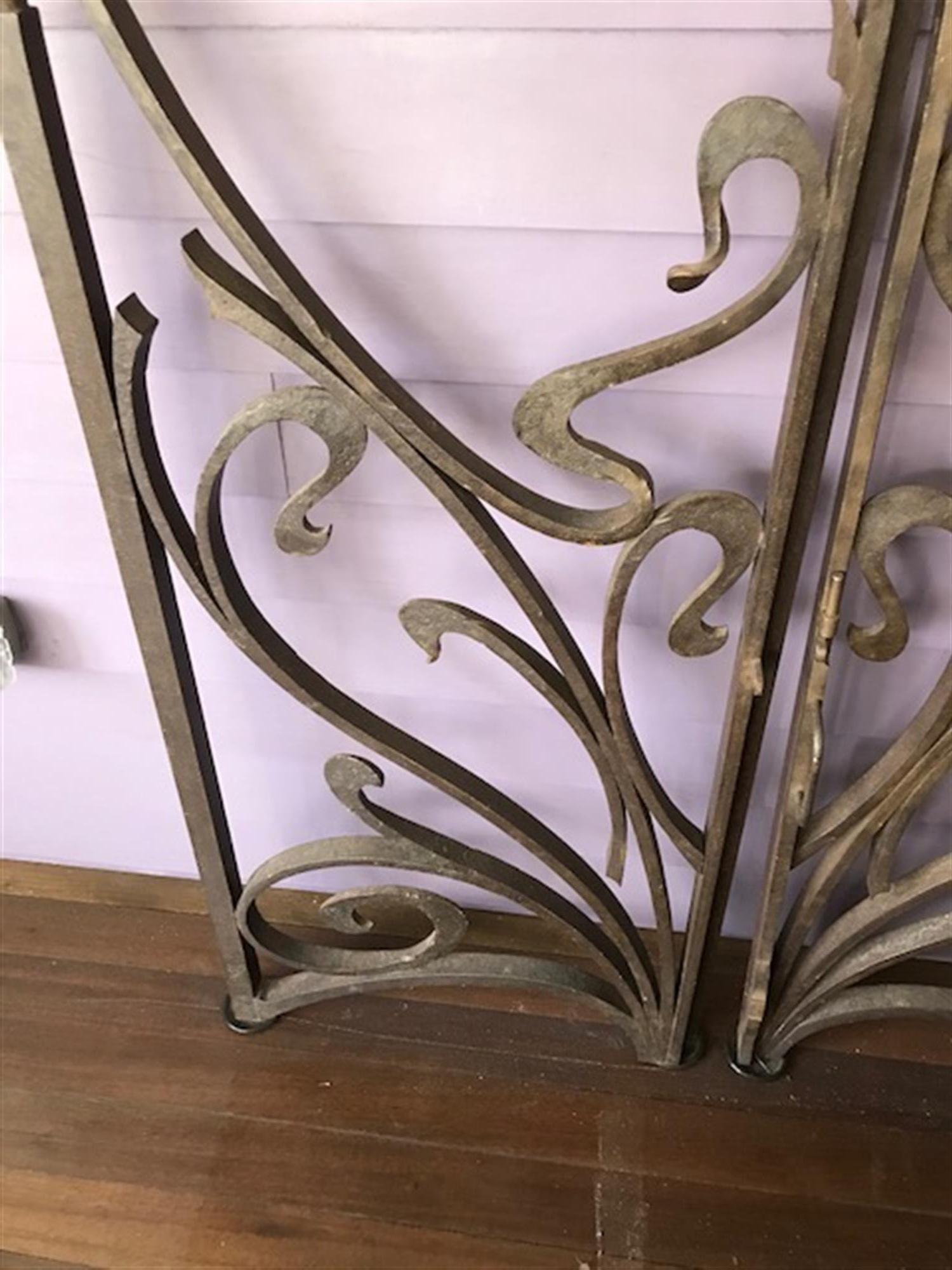 1970s Pair of Wrought Iron Art Nouveau Style Gates from France 2