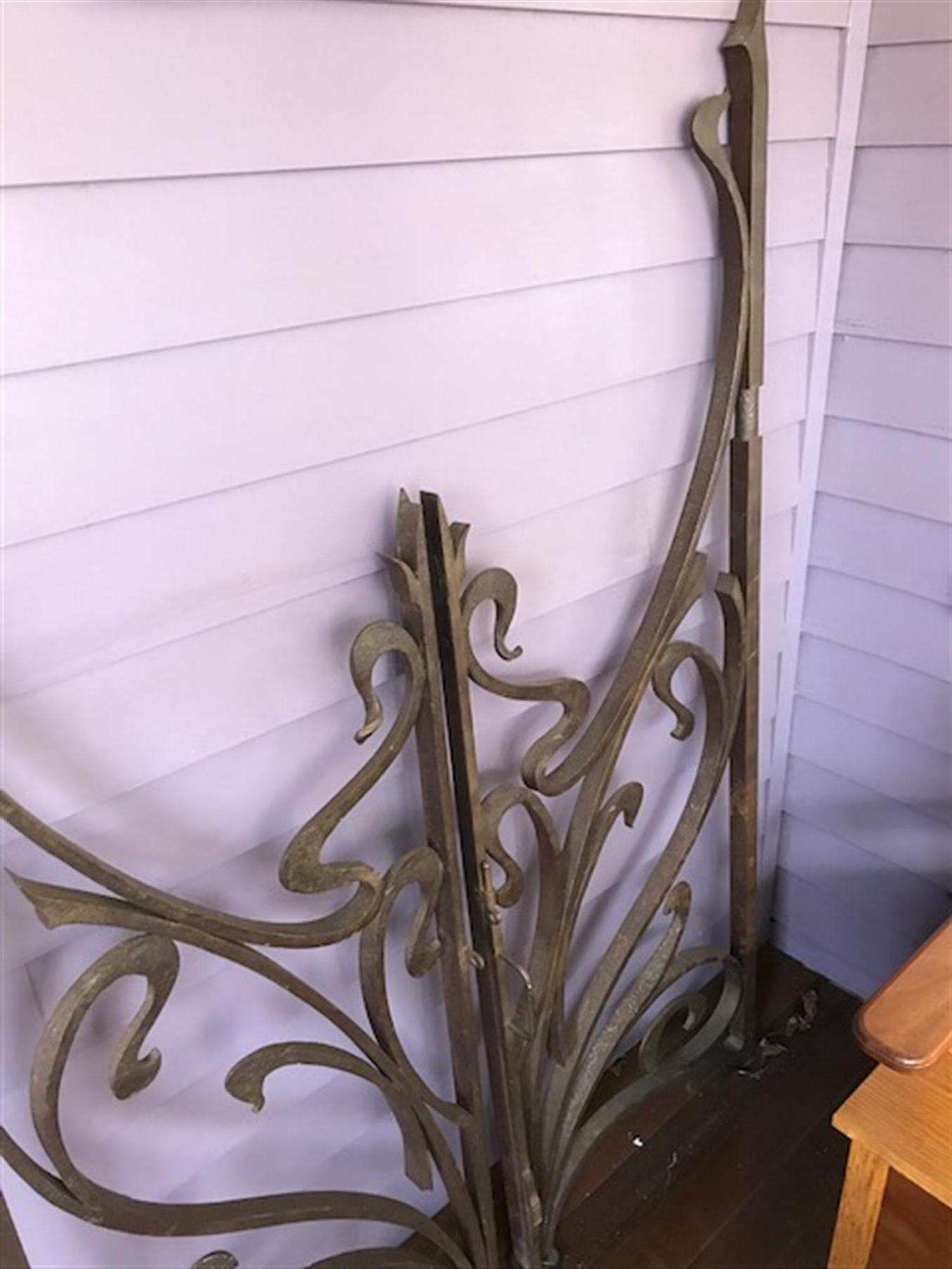 1970s Pair of Wrought Iron Art Nouveau Style Gates from France 3