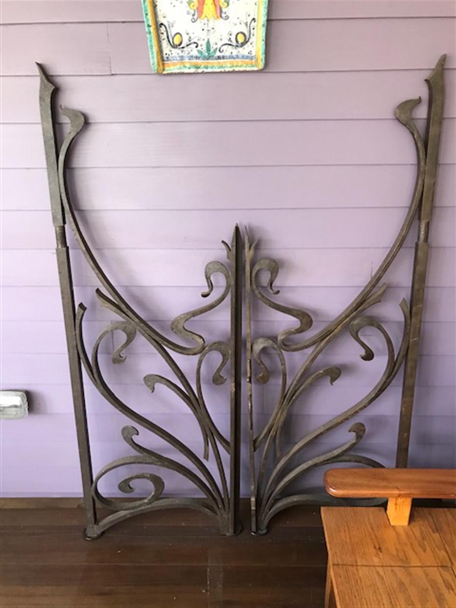 1970s Pair of Wrought Iron Art Nouveau Style Gates from France In Excellent Condition In New York, NY