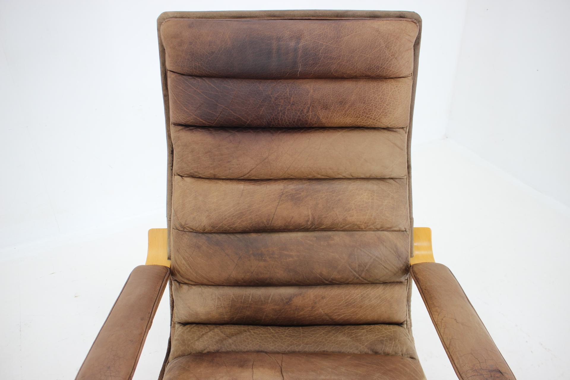 1970 Paire de Fauteuils en Cuir Yngve Ekström 