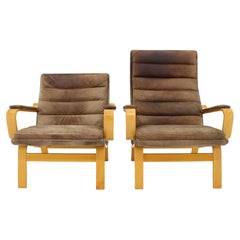 Used 1970s Pair of Yngve Ekström "Contino" Leather Armachair, Sweden