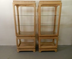 1970s Pair of Pencil Reed Bamboo Etagere Shelves