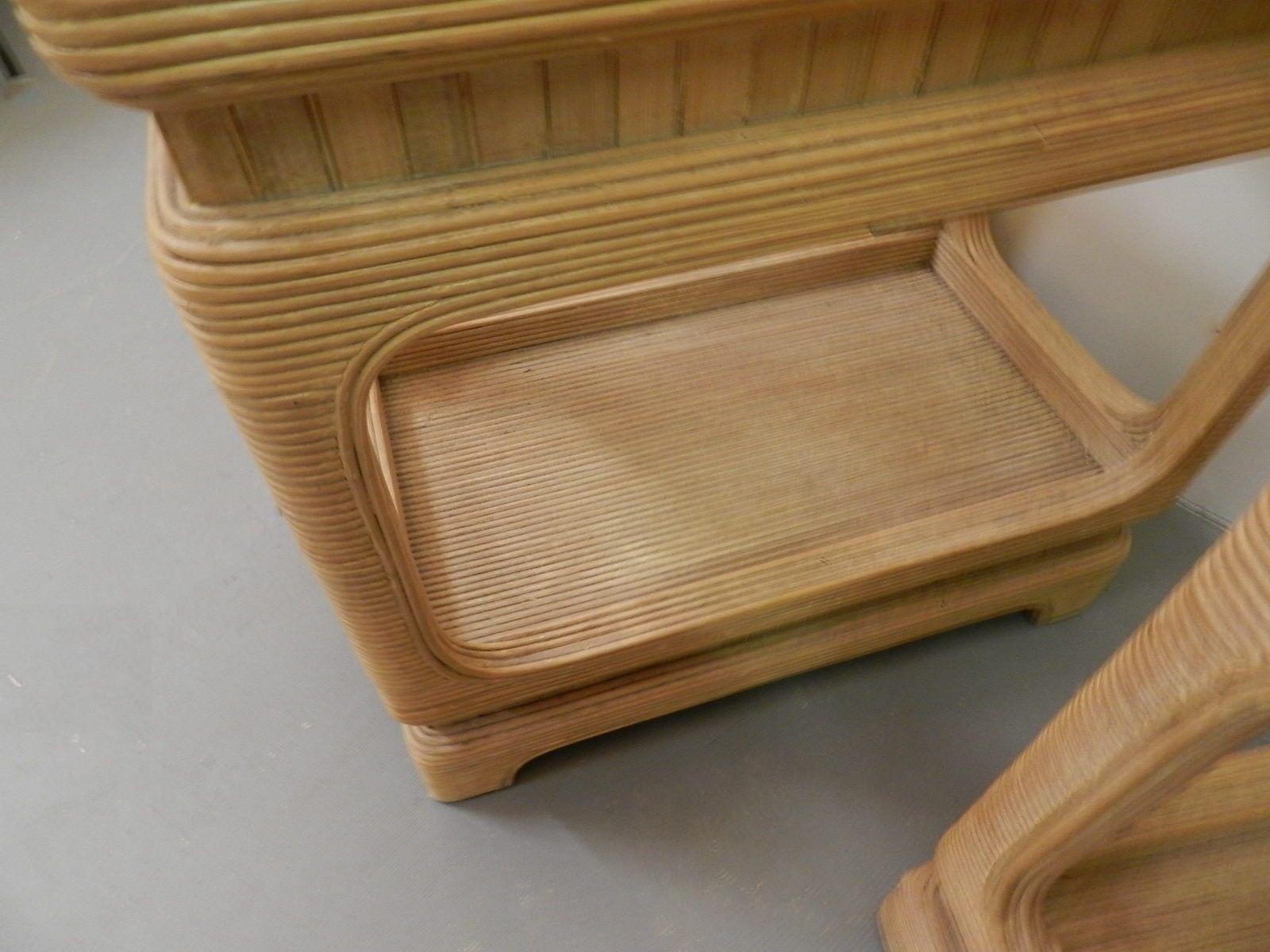 1970s Pair of Pencil Reed Bamboo Etagere Shelves 1