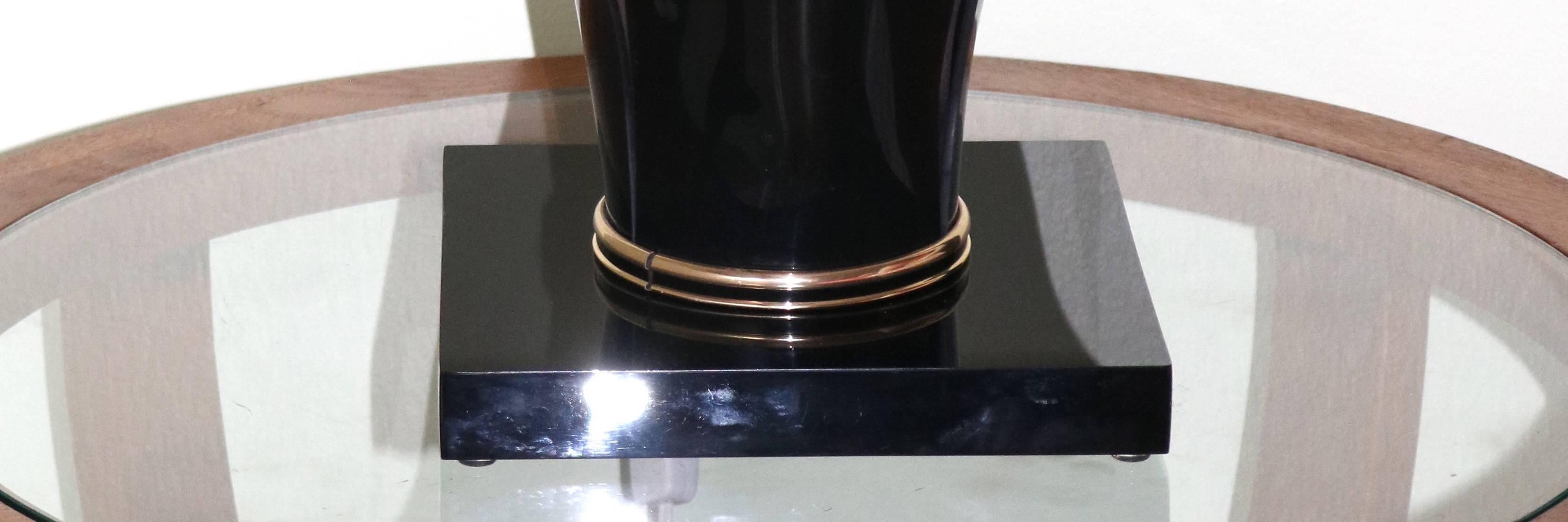 Canadian 1970s Pair of Rougier Tulip Table Lamps-Rare Coloration Pink and Black For Sale