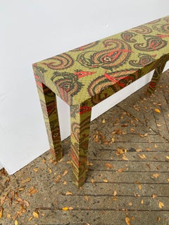 1970’s Paisley Covered Parsons Console Table