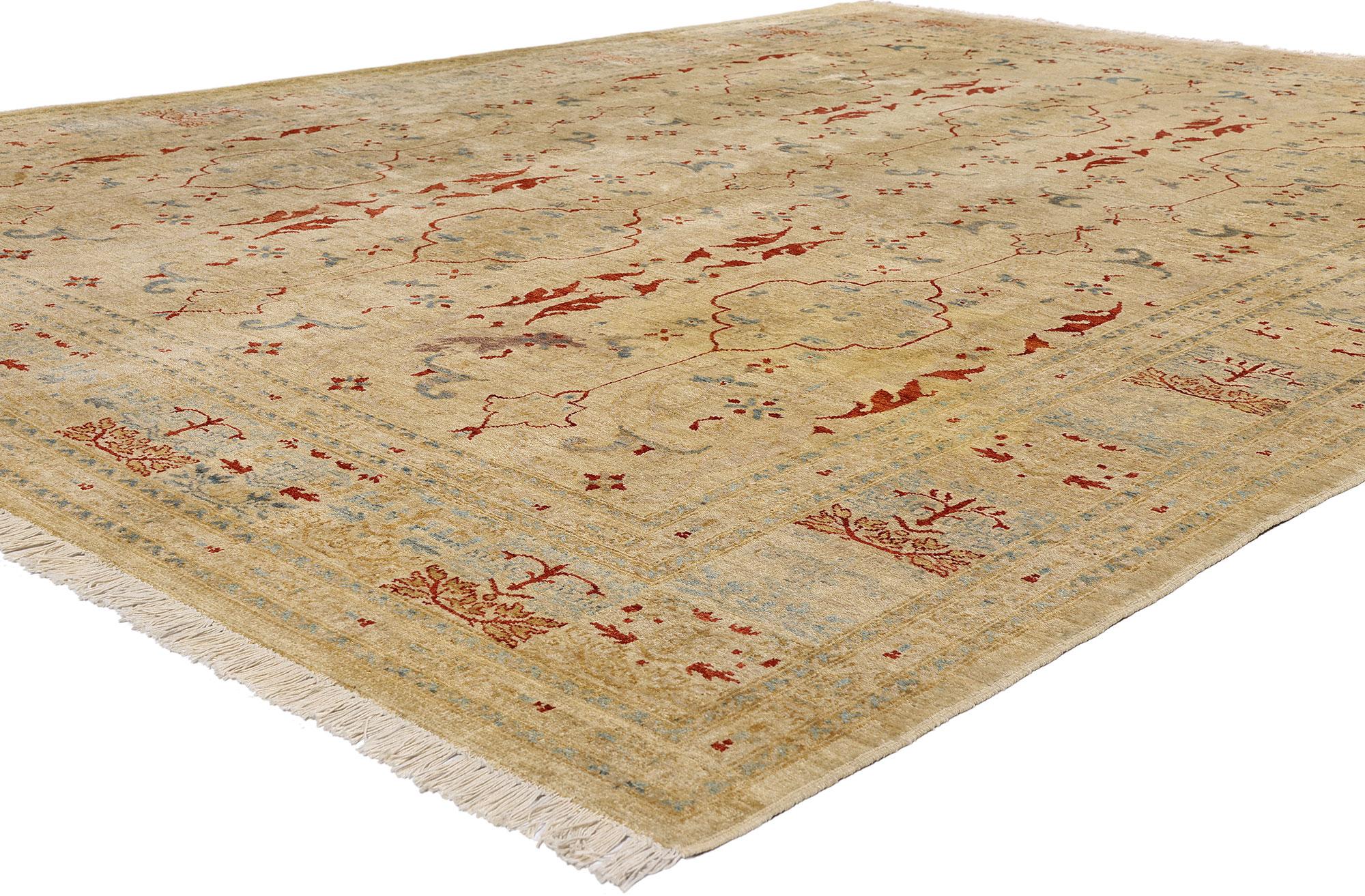 77171 Vintage Pakistani Teppich, 08'10 x 11'02. Dieser handgeknüpfte pakistanische Teppich aus Wolle im Vintage-Stil ist warm und einladend, mit unglaublichen Details und Texturen. Das zeitlose Design und die erdige Farbgebung, in die dieses Stück